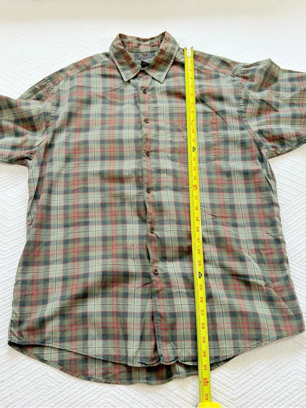 Banana Republic Men's Plaid Button-Down Shirt in Olive, Brown & Rust